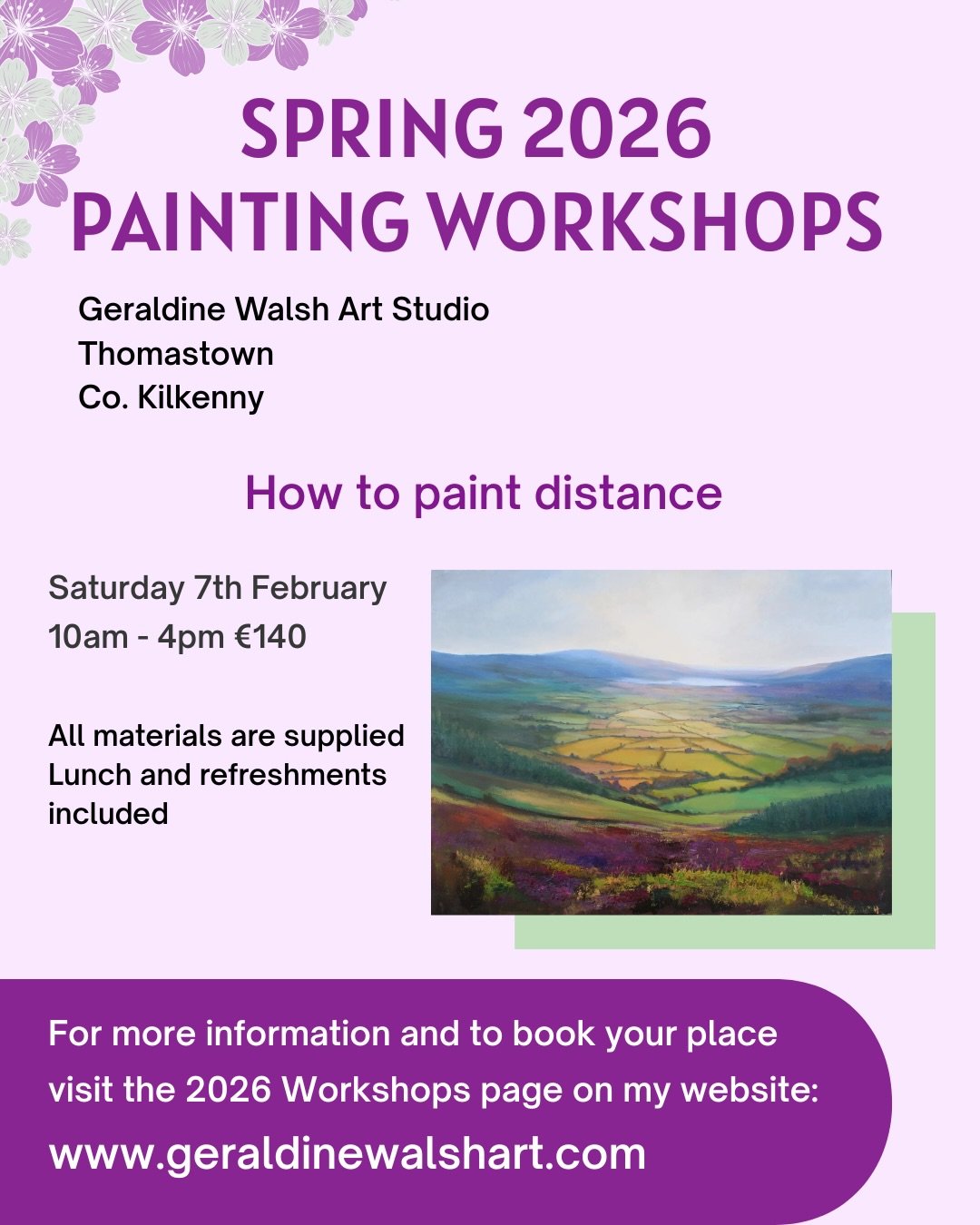 Start 2026 with time for painting🎨
🌸Workshops and weekly classes now booking🌸

I&rsquo;m delighted to announce my Spring 2026 painting workshops, taking place on Saturdays in February, March, and April at my Thomastown studio.

Each full-day works
