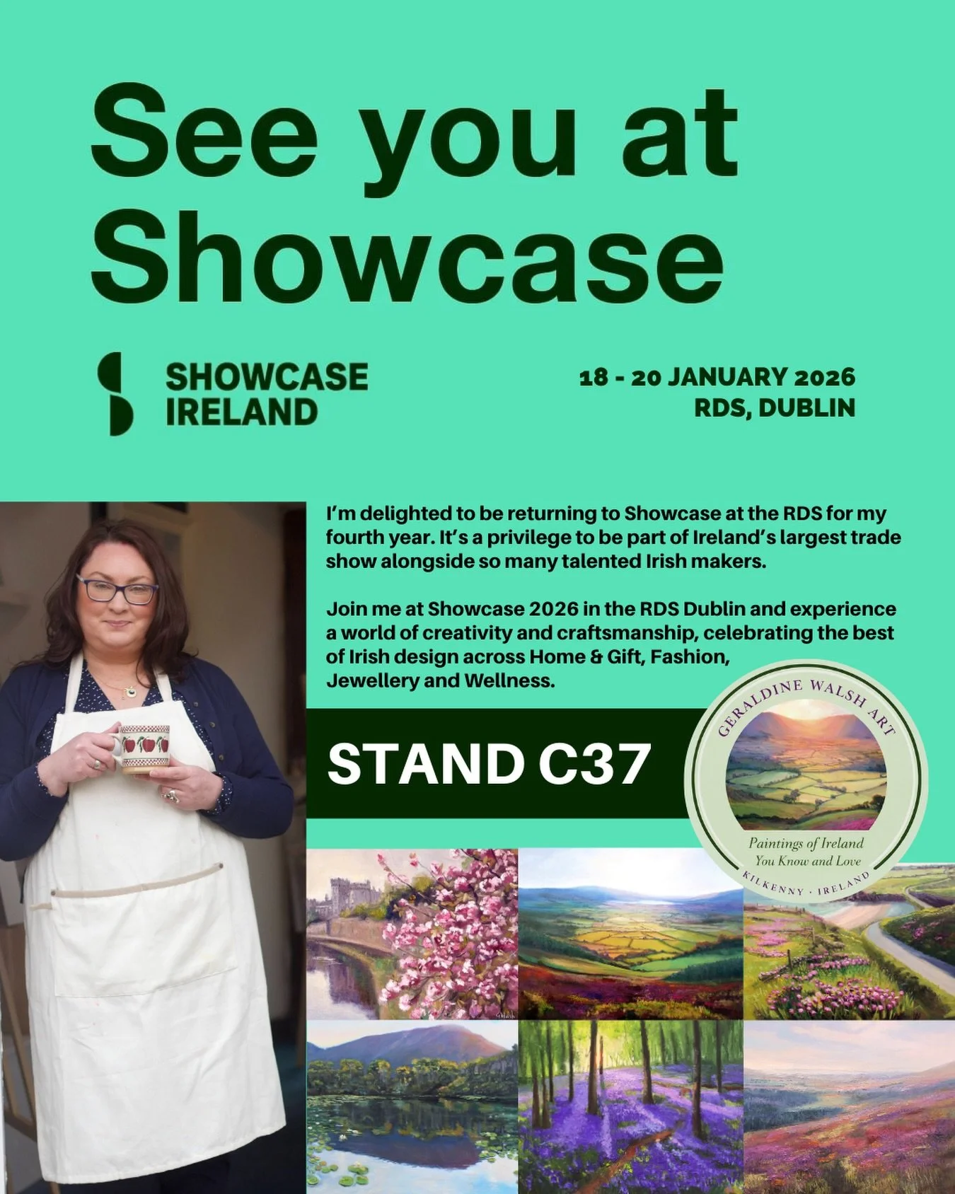 Delighted to be returning to Showcase 2026 at the RDS for my fourth year ✨
 You can find me at Stand C37 &mdash; I&rsquo;m really looking forward to meeting retailers and sharing my work at Ireland&rsquo;s largest trade show.

If there&rsquo;s a reta