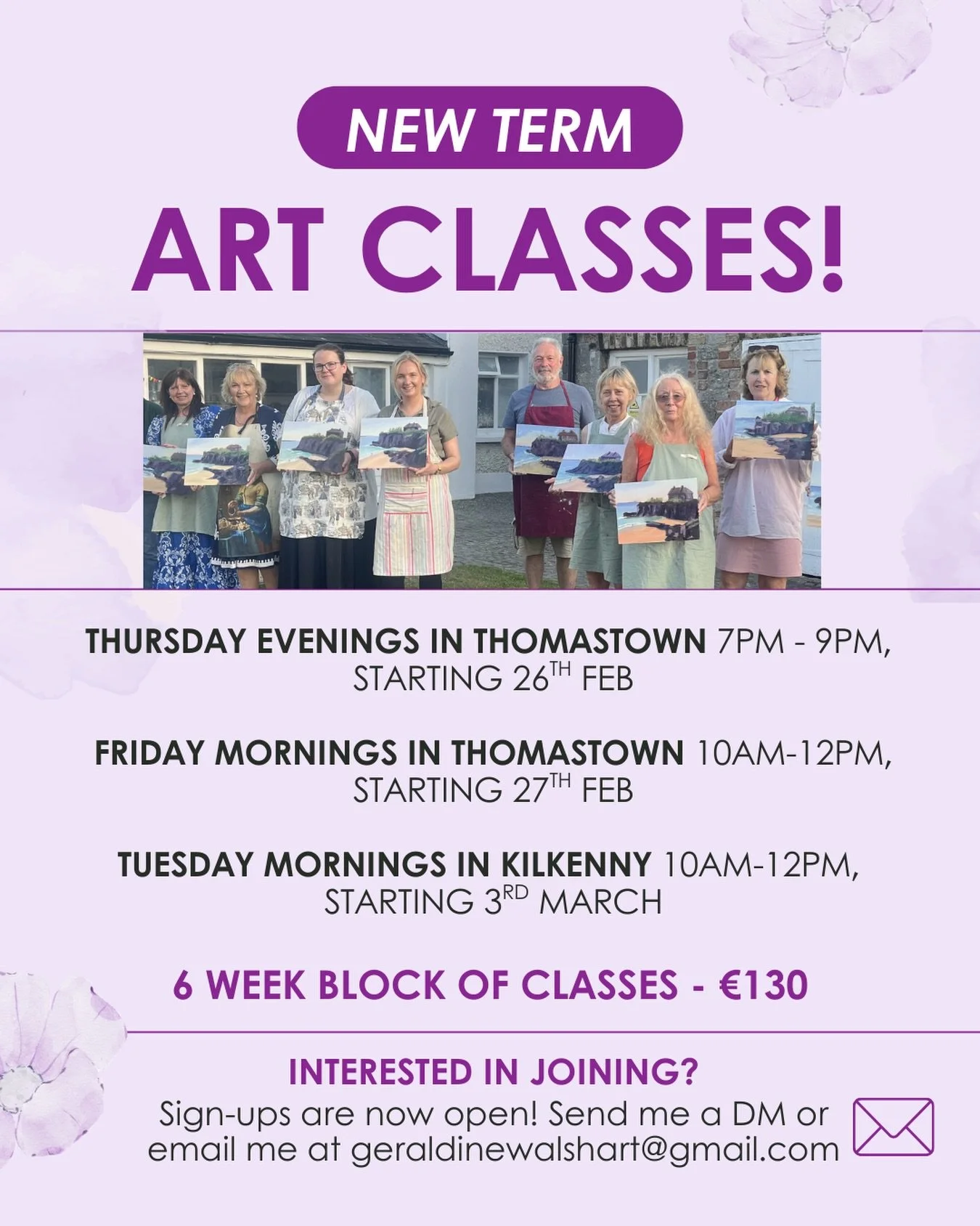 My art classes in Kilkenny and Thomastown are officially open for the new term!✨

Whether you want to master landscapes or just enjoy some &ldquo;me-time&rdquo; with oil paints, I&rsquo;d love to have you in the studio.

🎨 Where &amp; When:
Kilkenny