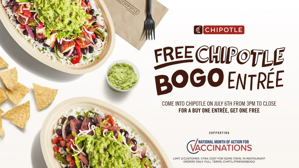 Free Burritos and Entrées at Chipotle for National Vaccination Month