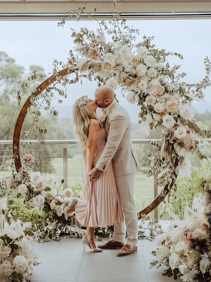 Make it your own!

Your wedding day is YOUR day &amp; there are so many ways to make it your own! 

Laura married Aidan in a stunning pale pink @ellezeitounedesigns number.  They had big screens set up, for their families who were watching on the liv