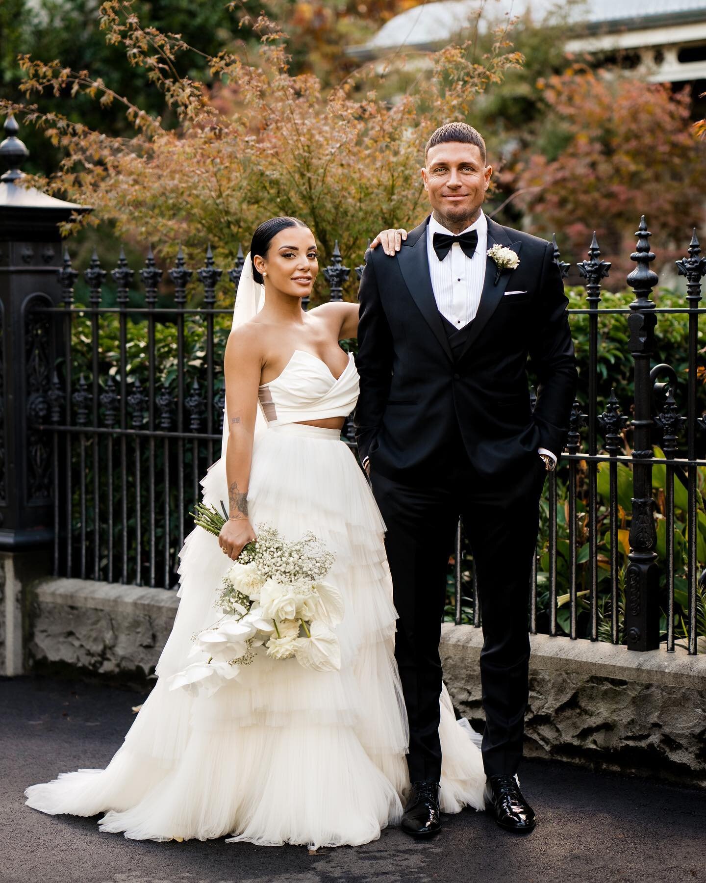 Tayla + Benni tied the knot on sunday. 
@taylaarhodes 

#weddingday #brideandgroom #melbournewedding #weddingstyle #bridalseparates #bridalbouquet 

@inflorescencemelbourne__ 
@natalievirgona 
@janaijewellery