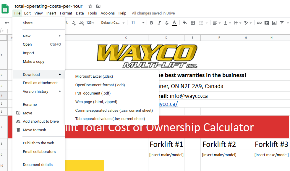Forklift Total Cost Ownership Calculator Wayco Best Forklift Warranties Safety Training