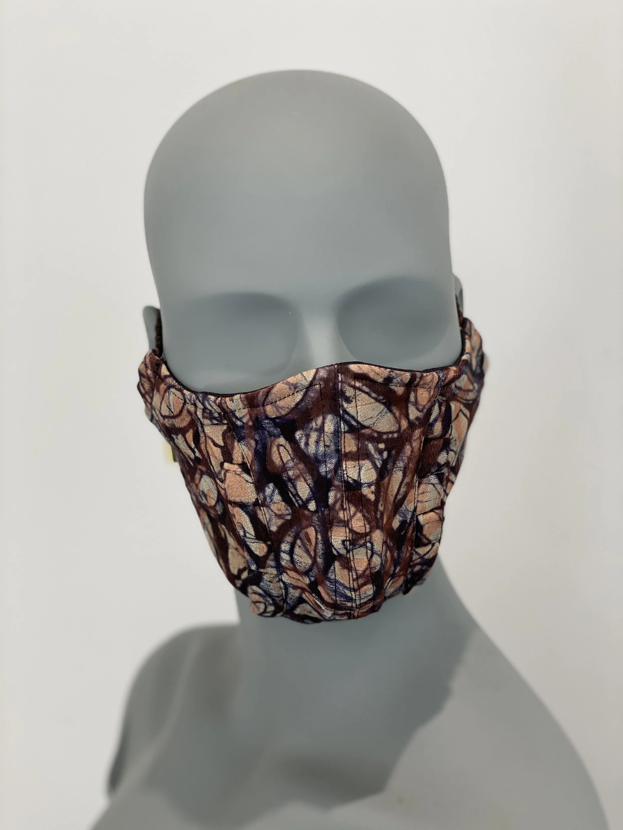Brown Lava Adire Silk Safety Mask - DEO