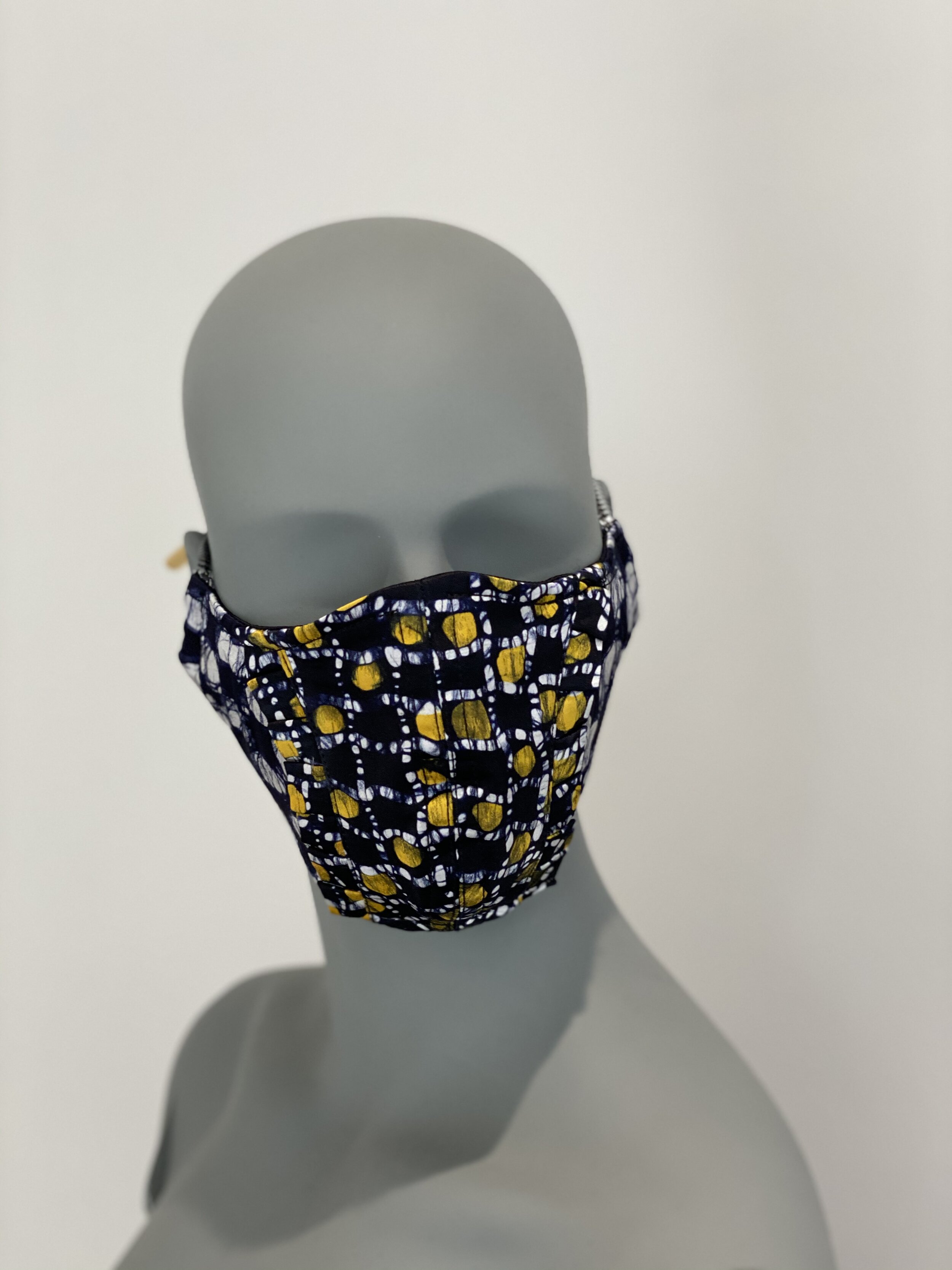 Blue/Yellow Polka Renaissance Adire Safety Mask - DEO 