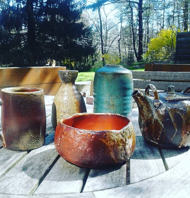 A few favorites from the recent firing.  Love the ash.  #woodfiring #womenmakers #functionalart #pottery #ceramics #coffee #tea @nhiart
