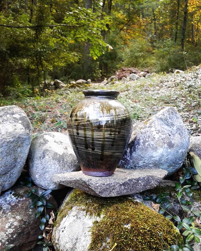 Pot from most recent firing.  Happy with the runny ash on the shoulder