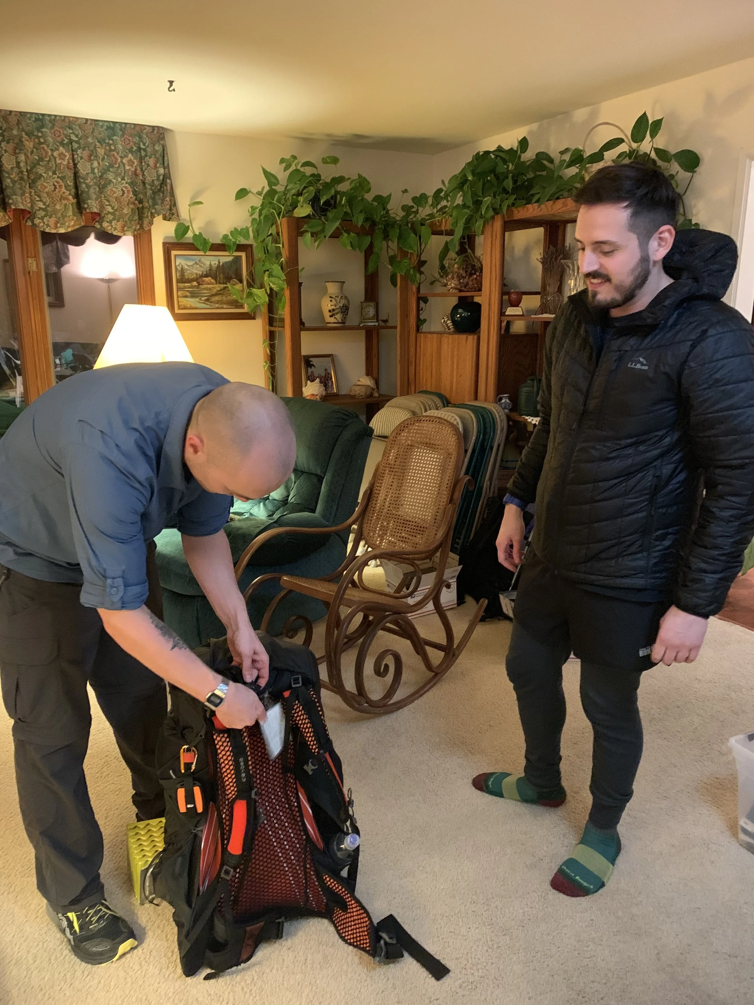 The boys weighing their bags
