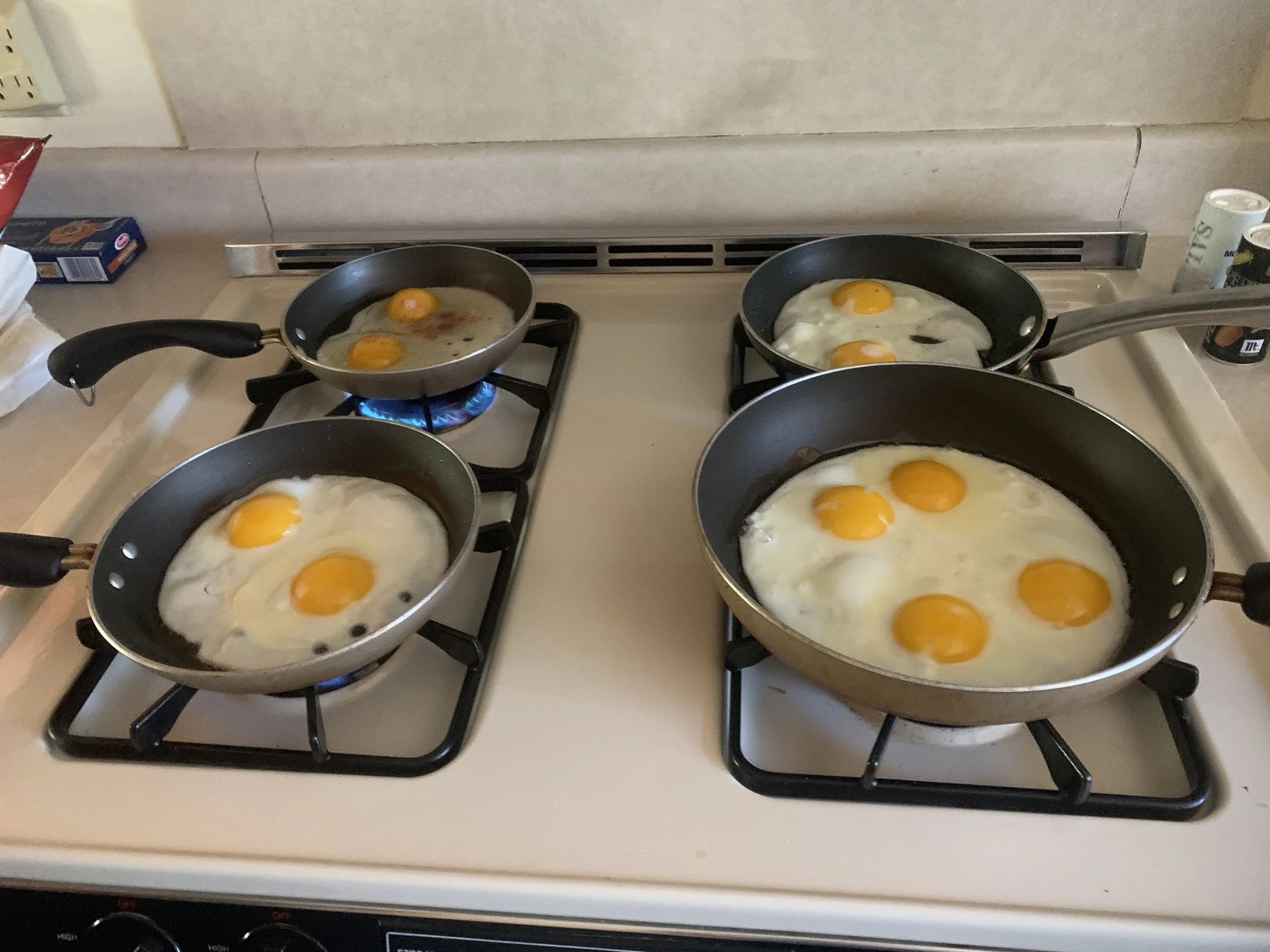 I fried allllll the eggs for everyone! Toast was the stressful bit! 