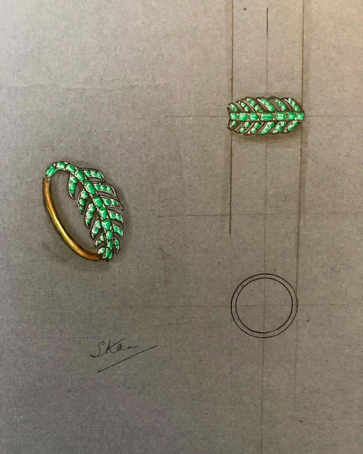 From concept, to sketch through to stone selection, master making and final jewel- each stage takes its time to perfect but hopefully a lifetime of being admired and cherished 💚#jewellerydesign #bespoke #fern #naturalgems @georgina.skan