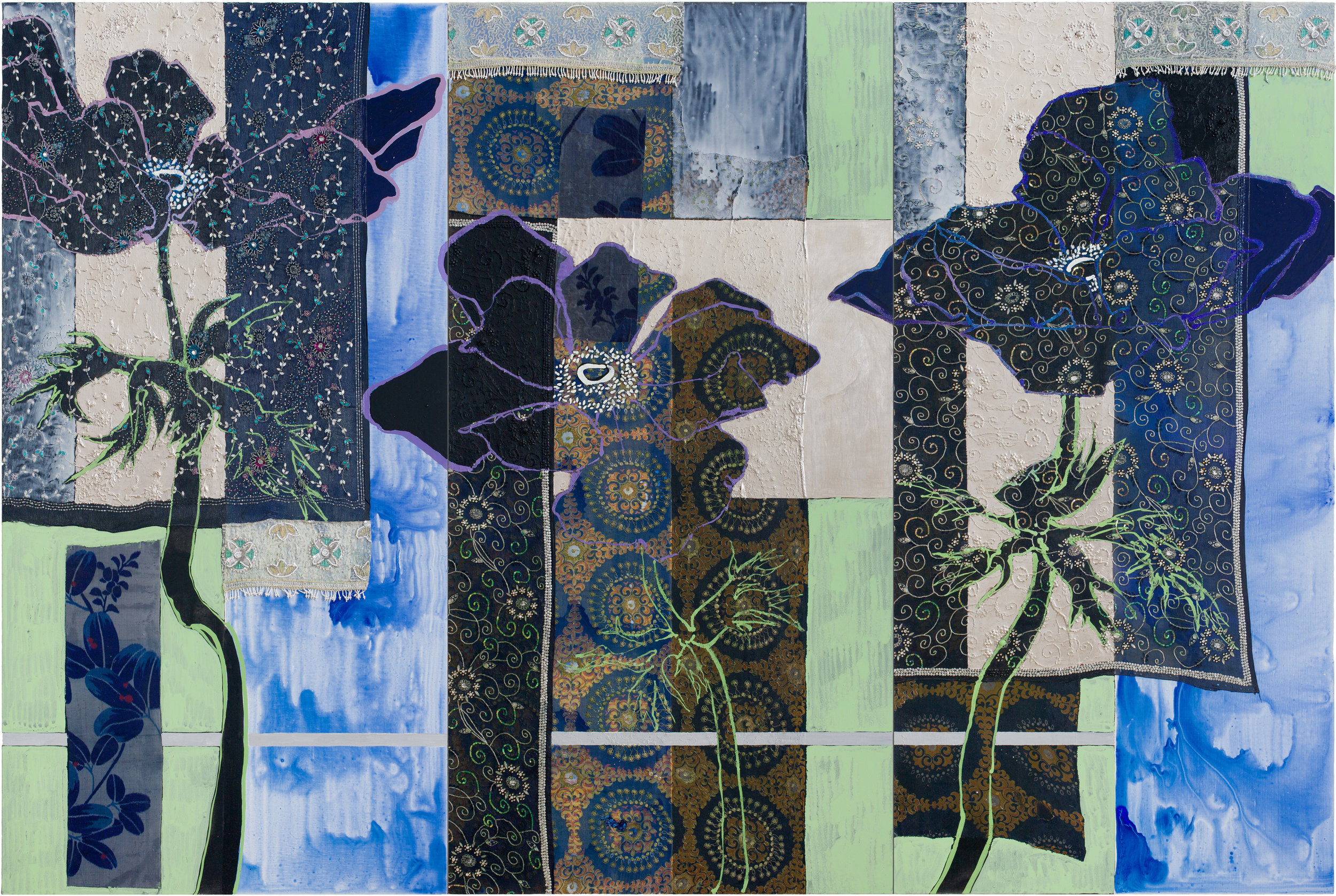 Three Purple Anemones (Triptych), 2018