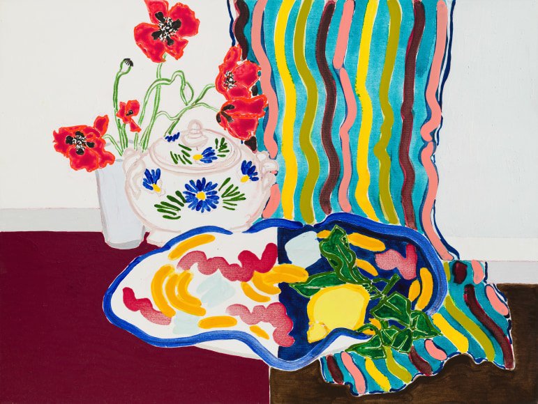 Antella Curtain and Window: Lemon and Poppies II, 2023