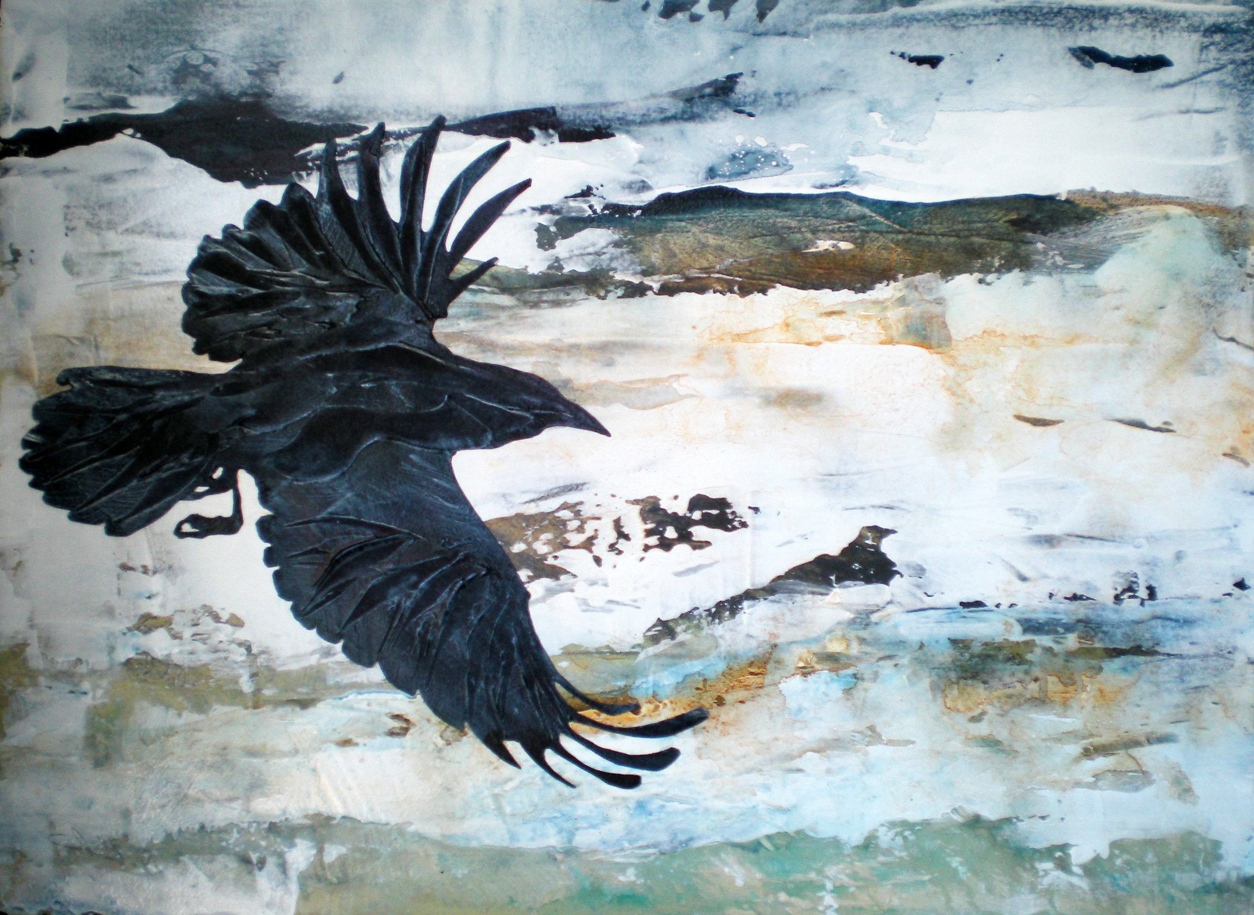 Crow in Winter Flying EAST.jpg