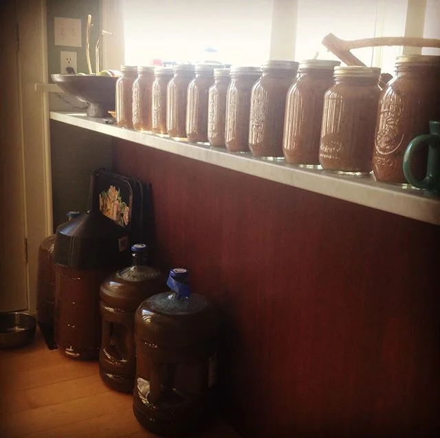 Unexpectedly managed to catch the tail of our Apple season here on Wolfe Island. 84 litres of juice for cider, 14 quarts of sauce set up, and enough left over apples for at least 4 pies! Hooweee! #apples #scrumpycider #scrump #farmhousecider #sauce #