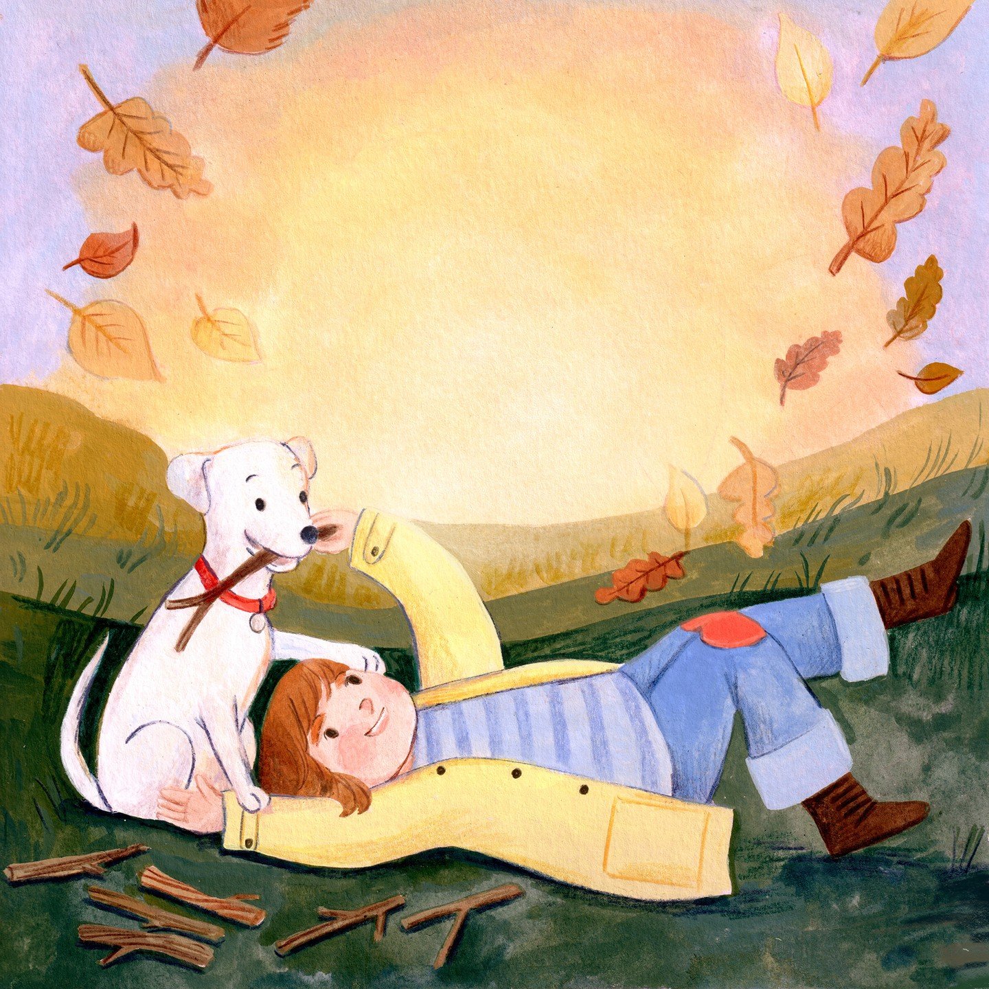 These two make me smile, so I keep drawing them. 

All the leaves are almost gone here, and winter is imminent. I'm trying to enjoy as much sunshine and outdoors as possible before the snow.

This piece was done with acrylic gouache and pencils. I've