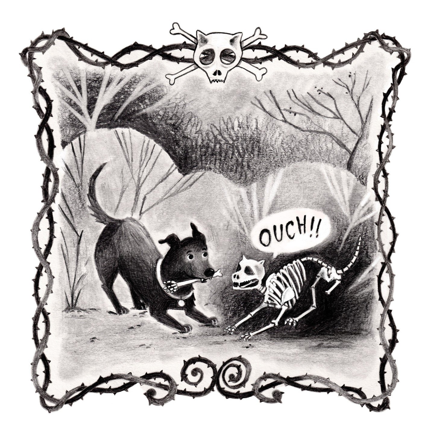 Happy Halloween!!!

To celebrate, this year, my agency came up with CATOBER, a month- long promo where each illustrator makes an illo.

This one is inspired by my dog. In the summer we were cleaning the barn, and found a mummified cat skeleton. He ra
