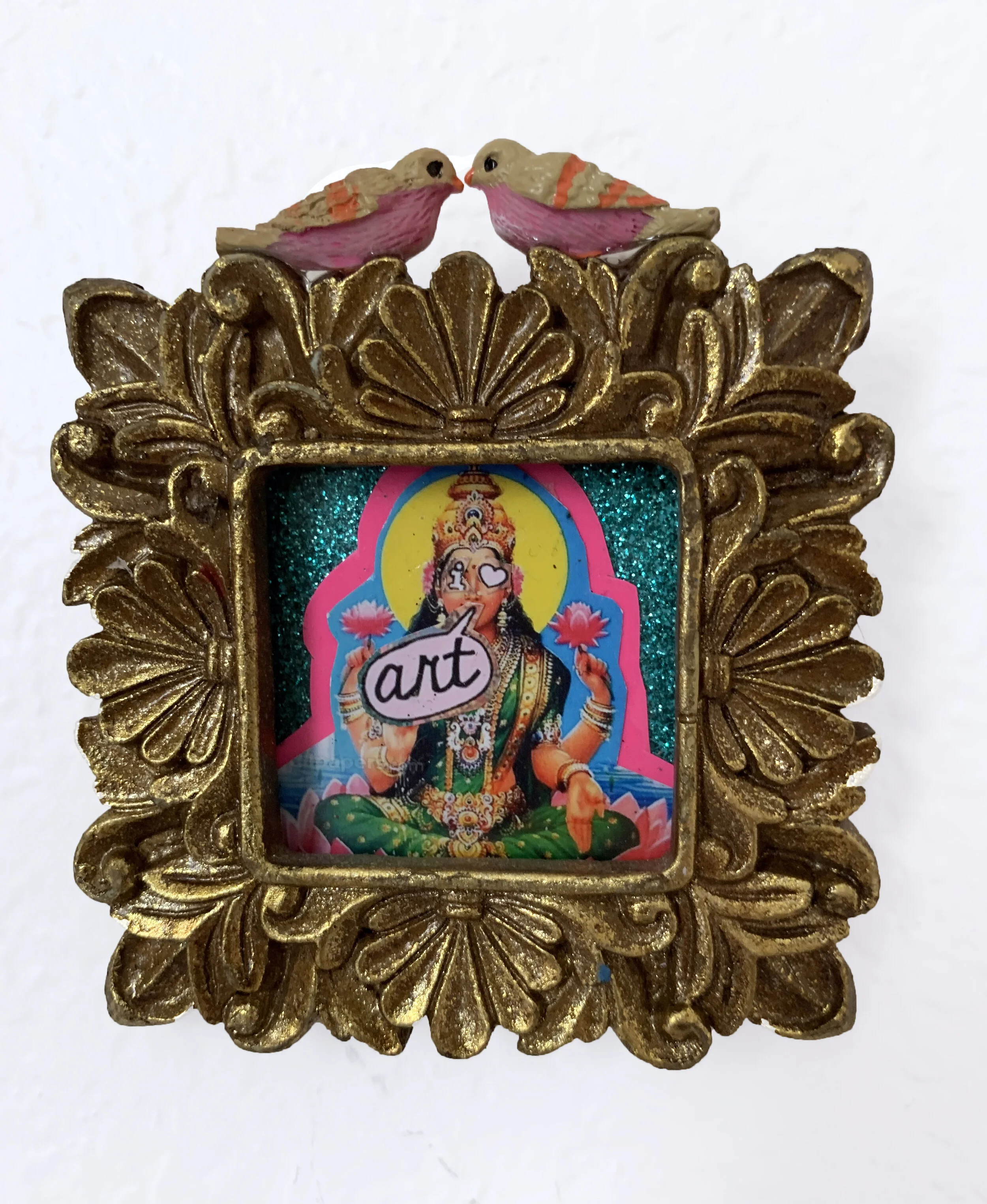 I Heart Art (Pink Birds) Square