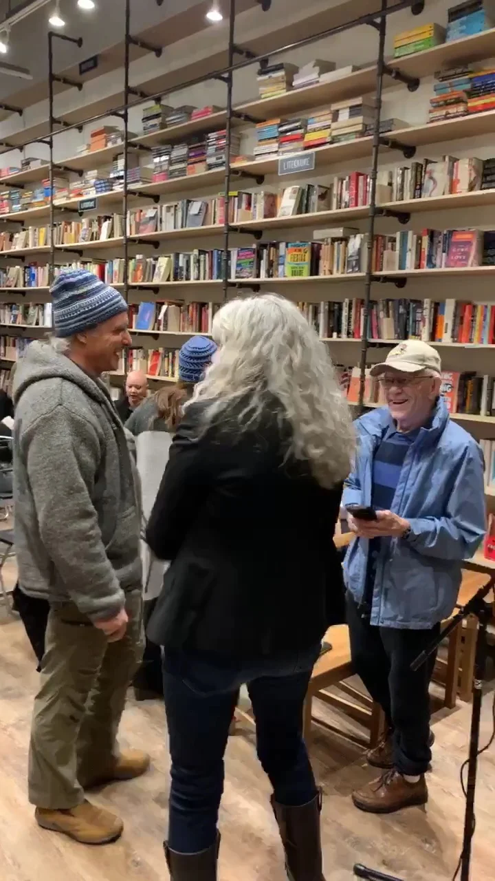 Greeting guests and getting ready to commence book signings….especially thrilled and honoured to see Bud White, Class of 1949, in the audience. We had first met in 2013 and skied Whistler together — at that time, I had a hard time keeping with him. He’s now 90 years old and still a force to be reckoned with and a dear friend.