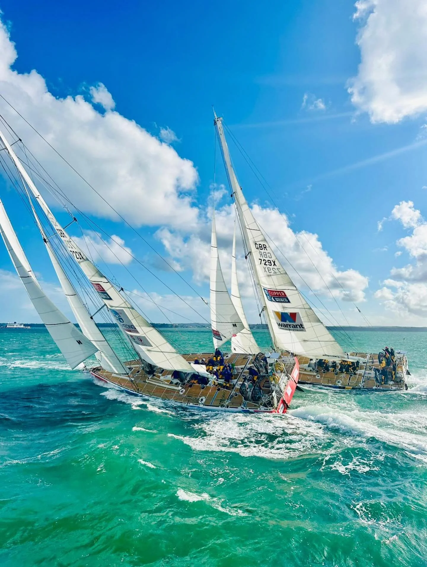 Thia is a fabulous shot of race start ten days ago on the Solent just after leaving Portsmouth harbour. I&rsquo;m in the middle of the cockpit in the closest boat, Team Tongyeong. We had an insane race on the Bay of Biscay and down coast of Portugal 
