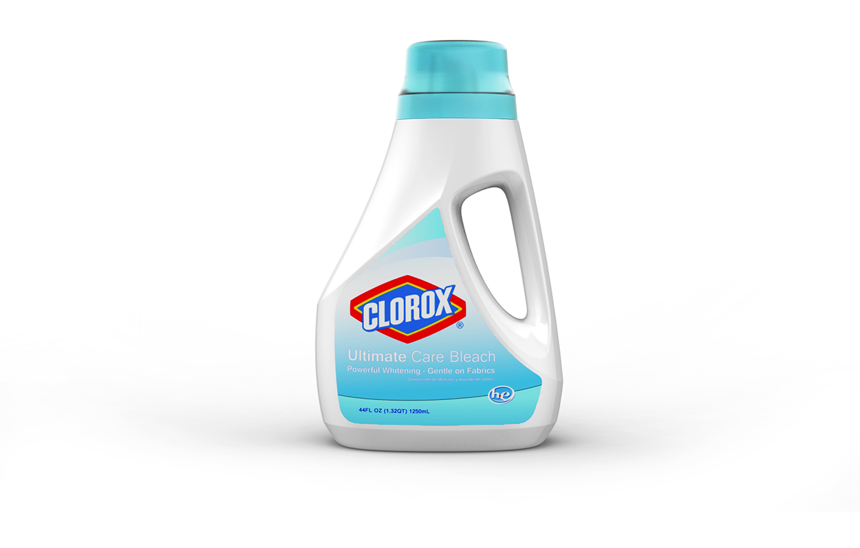  Derivative laundry liquid bleach product illustrating how the packaging container can be universal used across different Clorox product lines.     