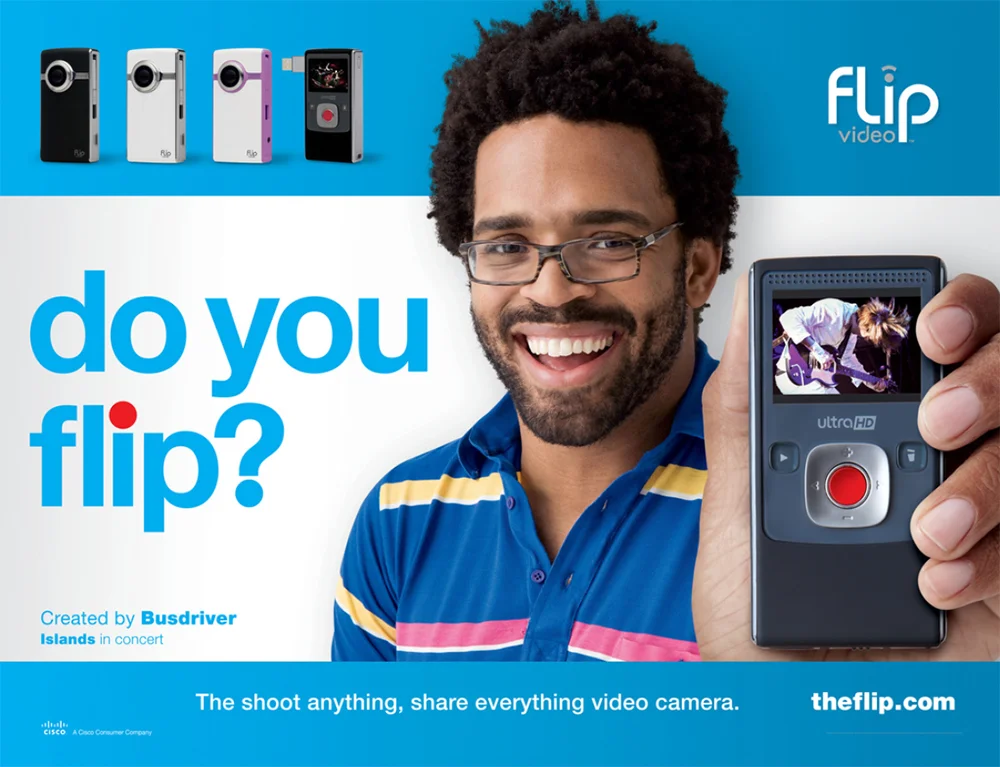  A top selling camcorder in the US at its peak and widely marketed nation wide - Based on the product design strategy Smartdesign applied, the Flip 3rd Gen Ultra and Mino was marketed using everyday people in their campaigns. 