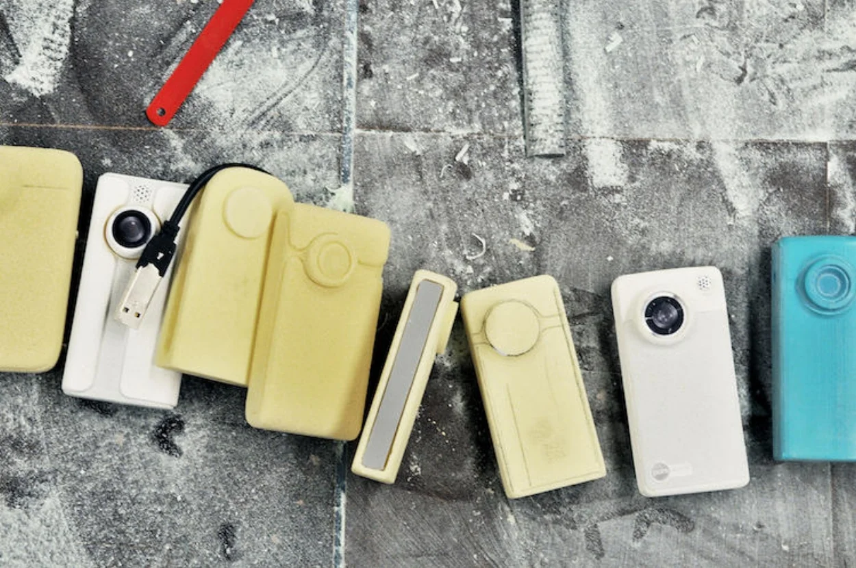  A range of early ergonomic foam models looking at optimizing the grip, balance and lens position with respect to hand grip placement. 