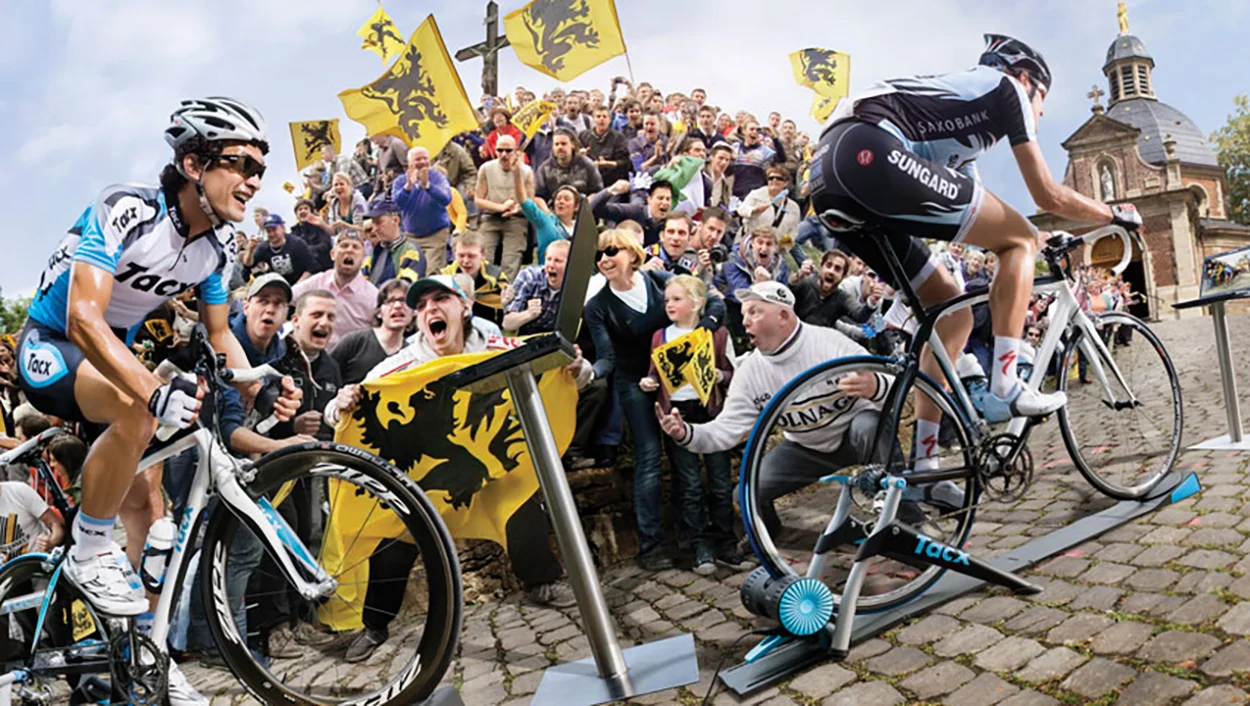  Ad campaign showing the excitement when cyclists are using the VR trainer. The work that defined the color strategy across the different product lines was done in collaboration with the marketing team. The same color pallet continues to be used on t