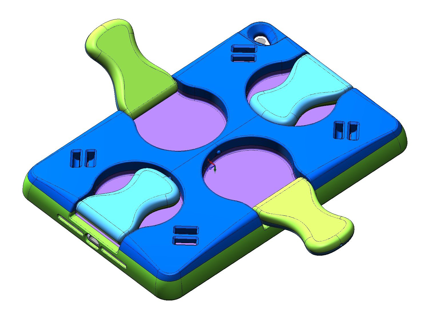  Engineering CAD work showing the assembly of the foldable wings inside the casing backplate  