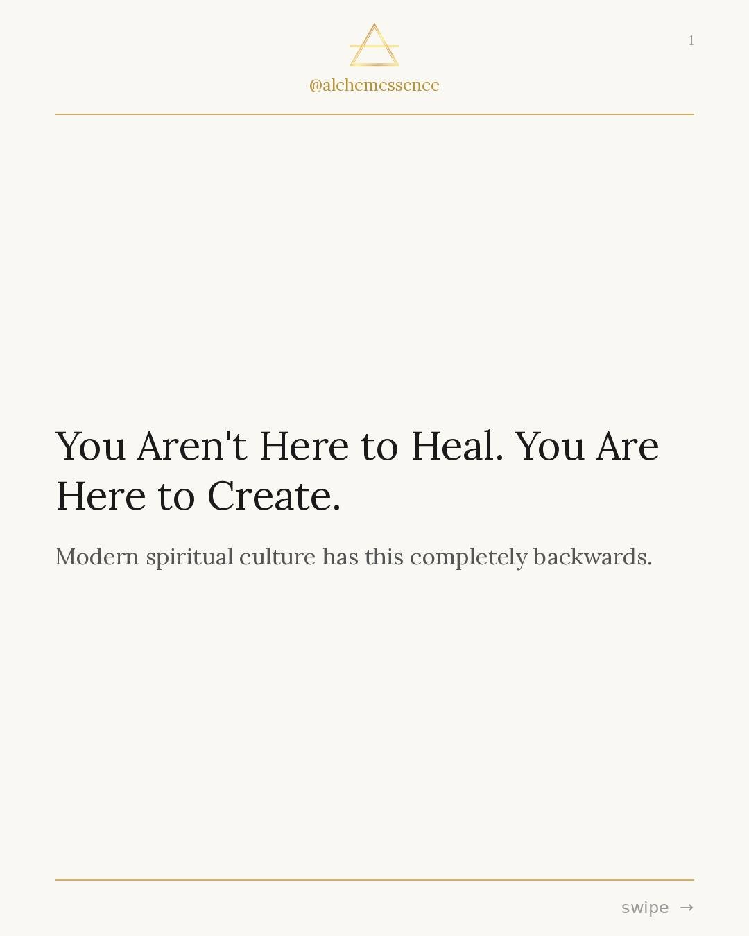 Hot take: modern spiritual culture has the entire sequence backwards.
 
We spend years excavating wounds, visualizing a life we don't have, and waiting to be whole enough to begin creating.
 
But you don't earn your way into wholeness. You start ther