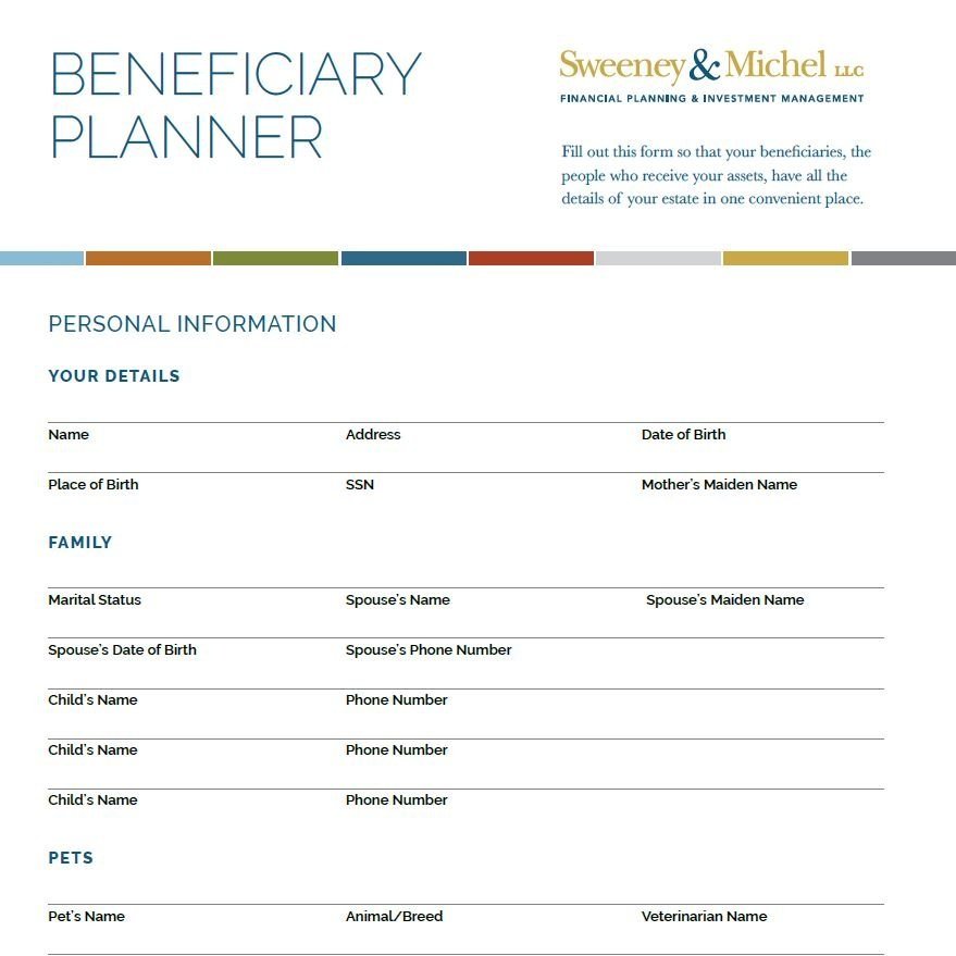 Your Fillable Beneficiary Planner