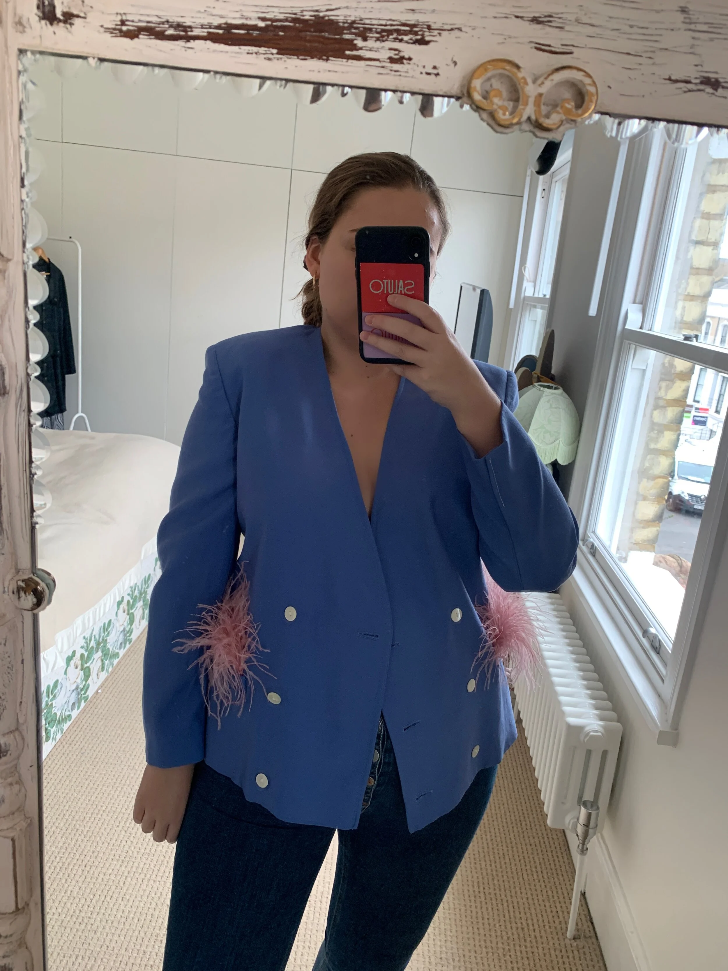 pink ostrich feather jacket