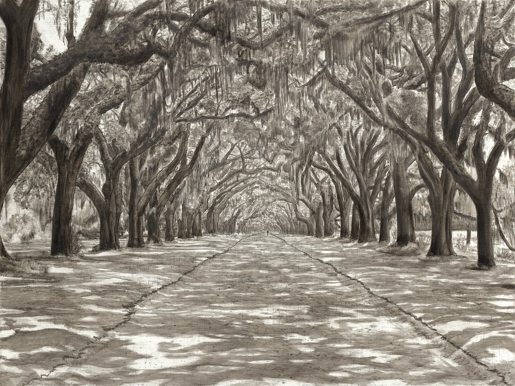 Cathedral, Black and White, Oil on canvas, 36x48inches