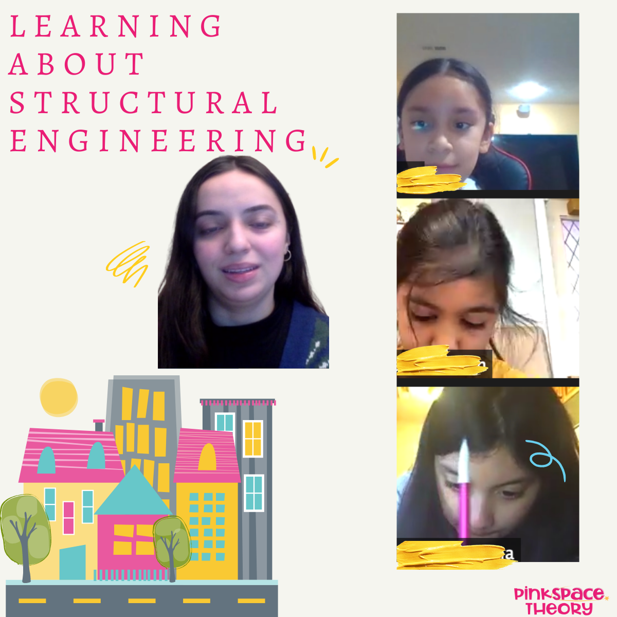 Here are some pictures from Isadora’s talk on her journey to becoming a structural engineer.  The girls got a chance to design and draw their dream house and practice finding the area of a room.
