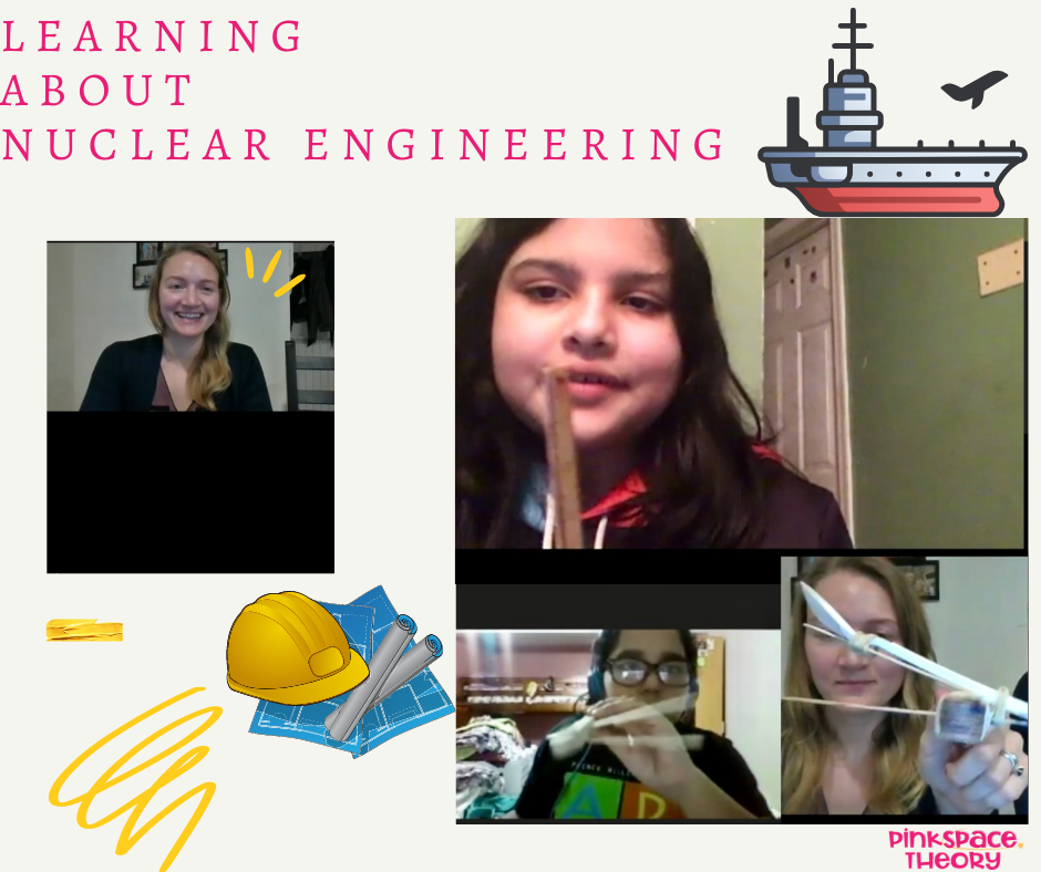 Pictures from Celeste’s talk on career as a naval nuclear engineer working on the Navy’s Aircraft Carrier.  The girls got a chance to make a catapult to mimic the steam catapult design which the aircraft carrier uses to launch airplanes from the shi…