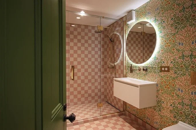 Under construction, this bathroom ended up being our most popular post ever.  Here now is the completed space in all its living colour.
The full project is now available for viewing on the CMID website on our portfolio page - click on the link in ou