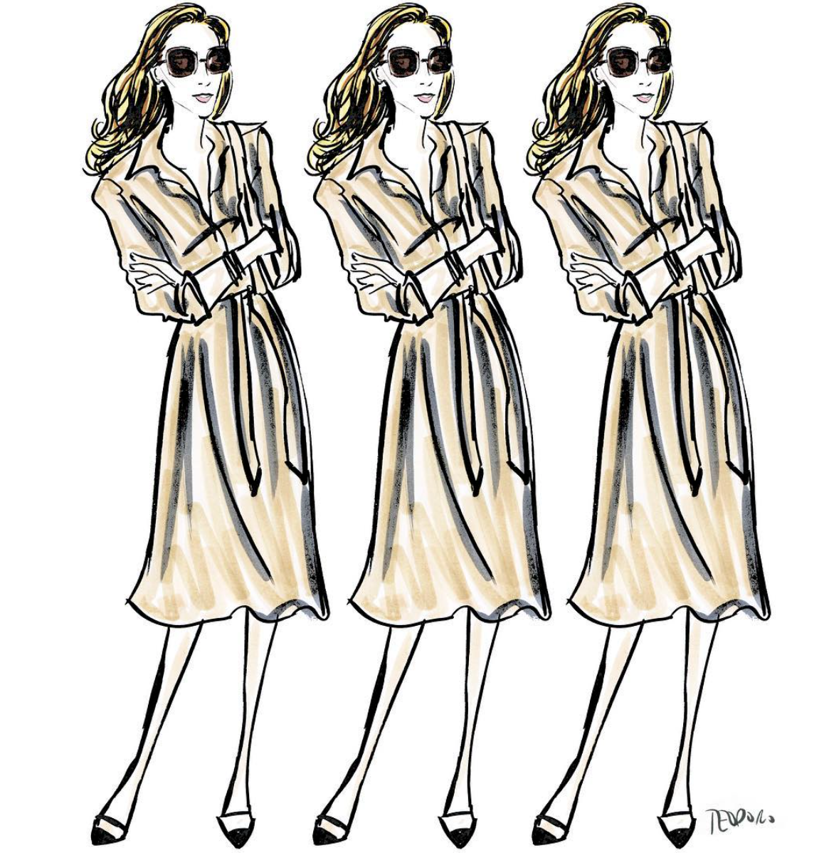 Carrie Bradshaw in all her Jackie O glory; image via Justin Teodoro on Instagram