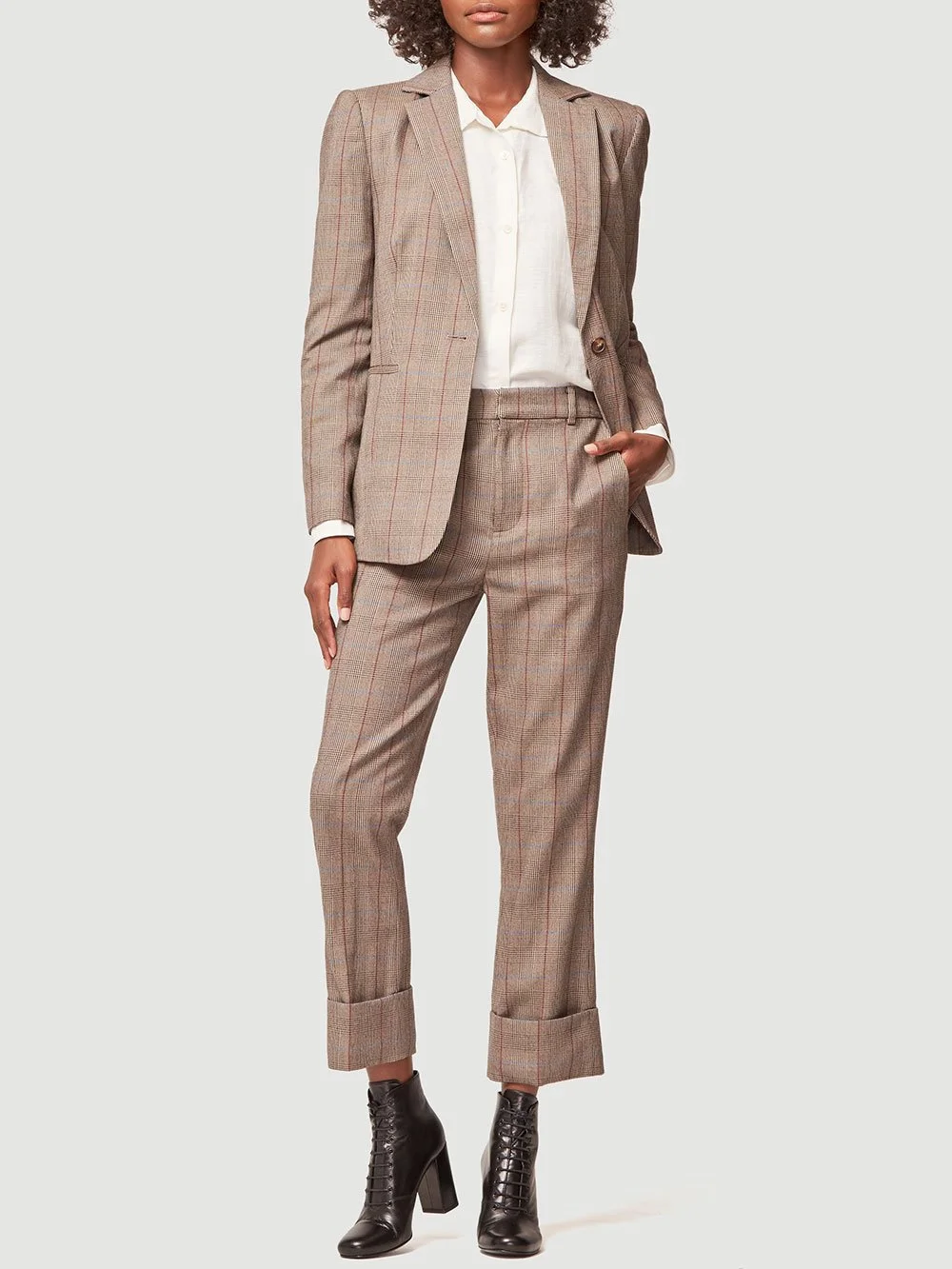 Classic Single Button Blazer in Brown Multi available at Frame-Store.com