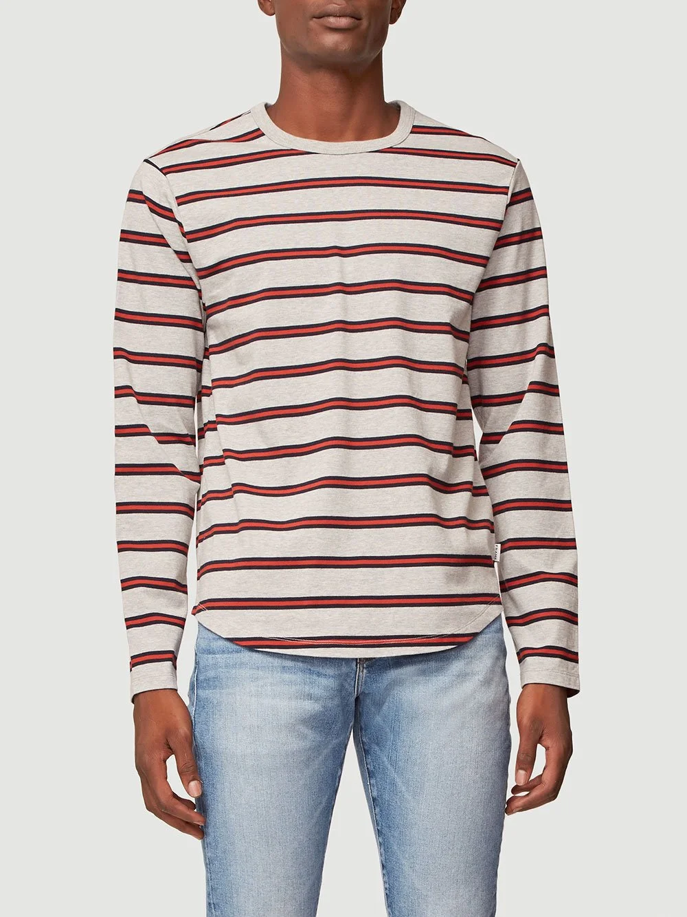 Long Sleeve Striped Crew in Gris Multi available at Frame-Store.com