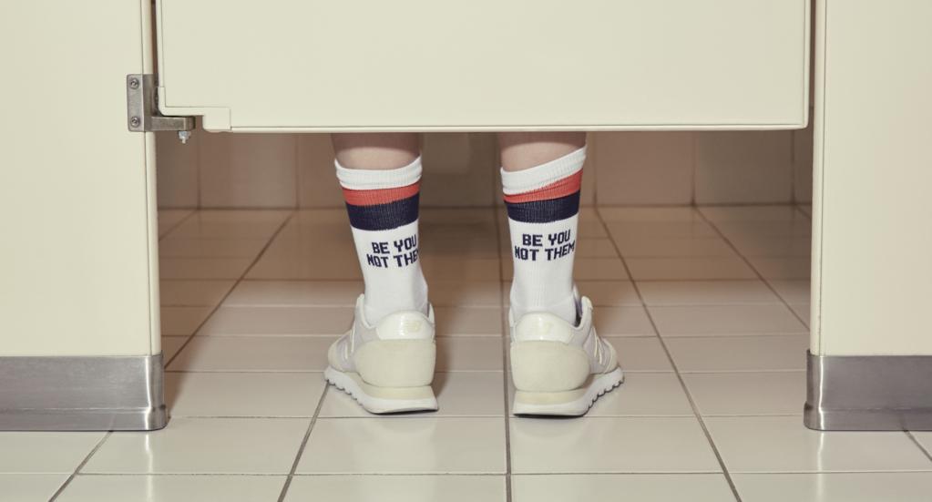 Legit, my most favorite pair of socks I own, the ‘Be You, Not Them’ are quite TUBEular. Get it? Image via Kule.com