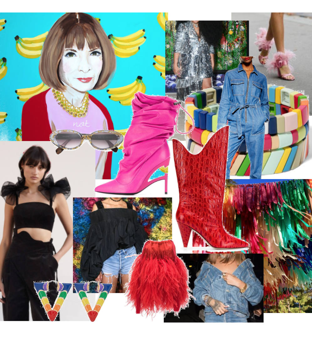 Example of a Mood Board I created for a client with vibrant &amp; eccentric taste who was looking for fun new additions to her already illustrious wardrobe. (Mood Board created using the WISHI)