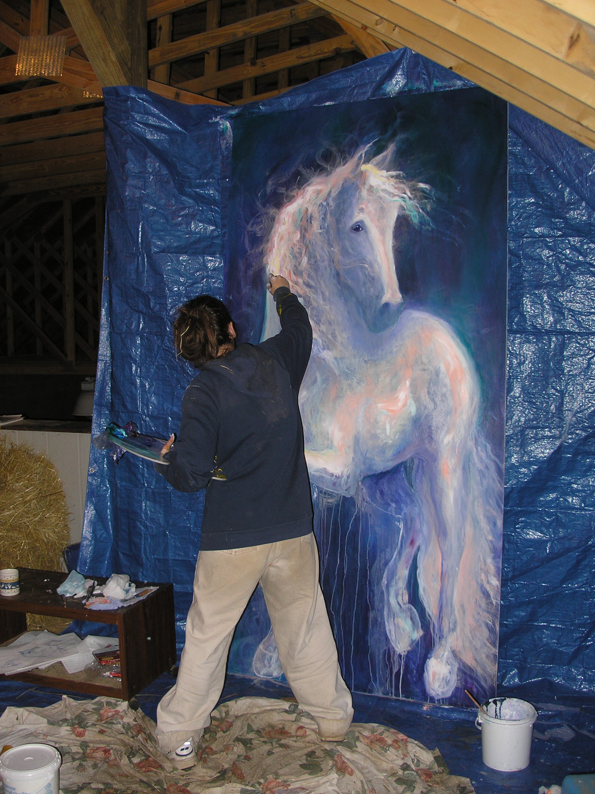 Portrait of me painting "Spirit is Here" (2005)