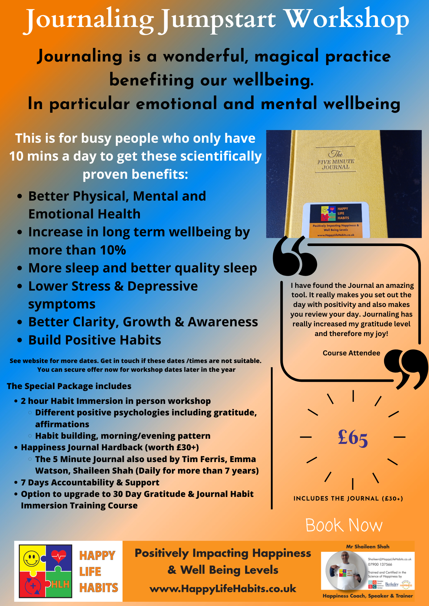 Happy Life Habits Journal Jump Start Workshop