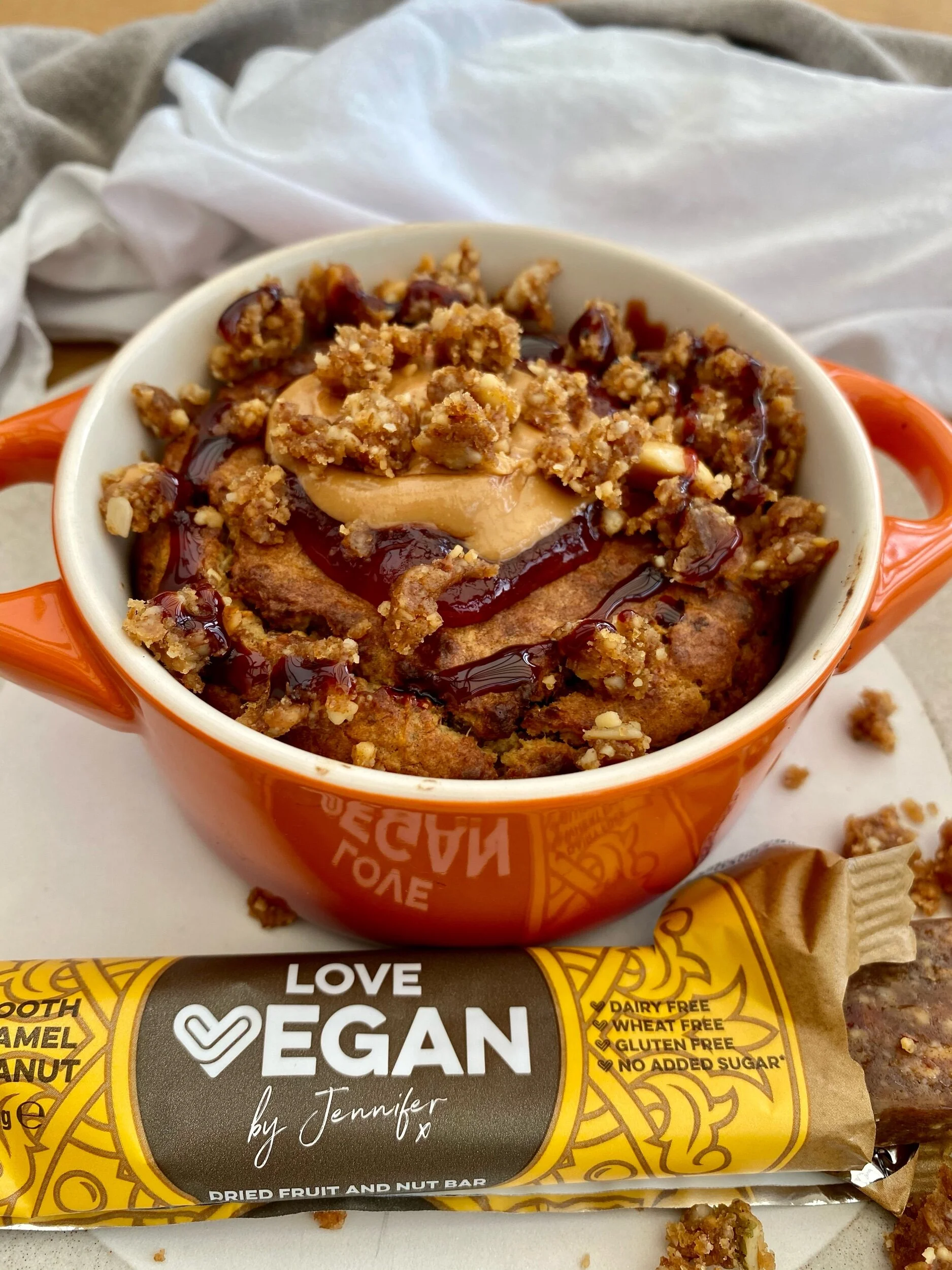 Peanut Butter and Jam Baked Oats