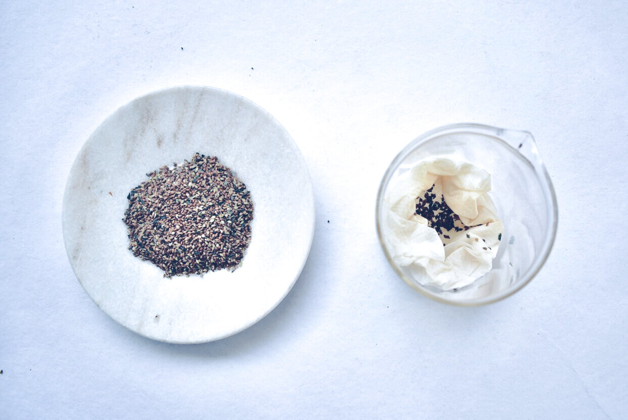 Before and after of soaking Persicaria tinctoria seeds  (Copy)