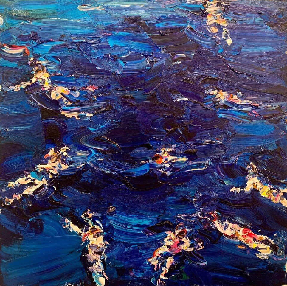 Chrissy Angliker, Ocean Swim I, 2020, 76x76x2cm, Acrylic on Canvas (Kopie)