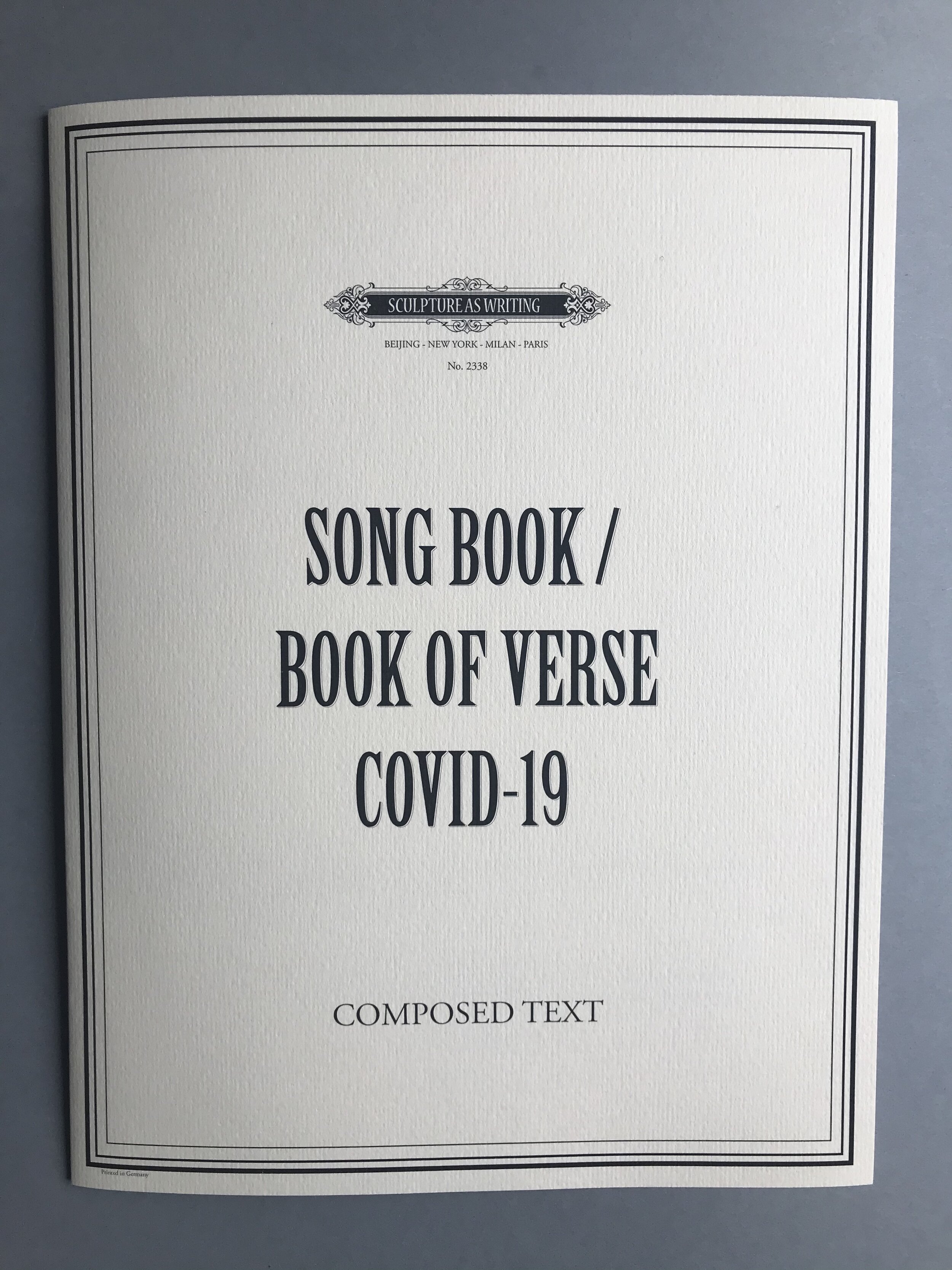 Kirsten Palz, Song Book, Book of Verse, Covid-19, 2020, Limited edition prints, Number of prints 100 pieces. Stamped and signed by the artist (Kopie)