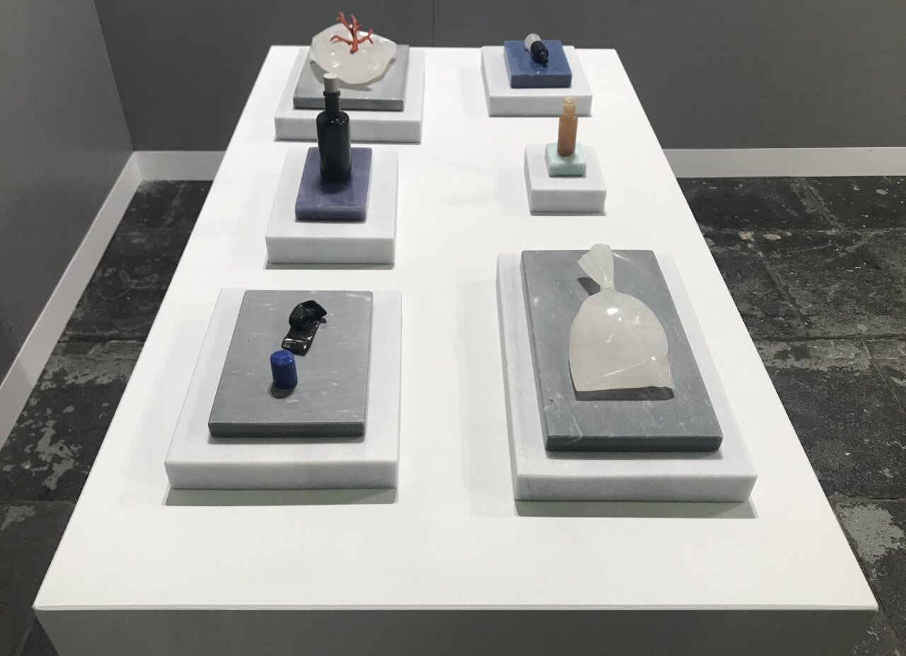 ELYSIUM Group Exhibition @ POSITIONS Berlin Art Fair 2020, Andreas Blank, Miniaturen (2020), Alabaster, Marble, Amazonite, Jade, Serpentinite 