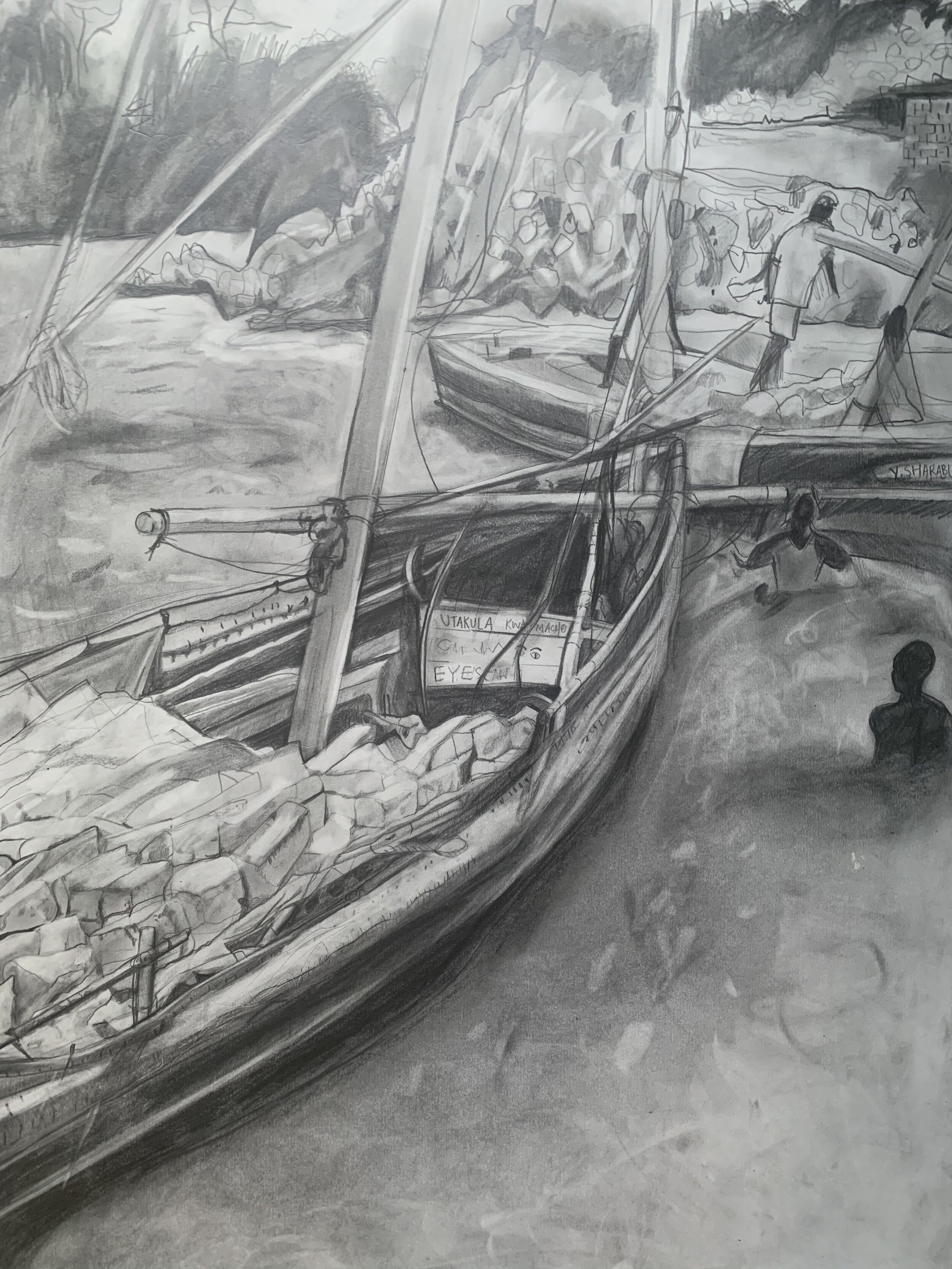 Yasmin Sharabi, Utakula Kwa Macho, 2016, Pencil on paper, 59 x 42.5 cm