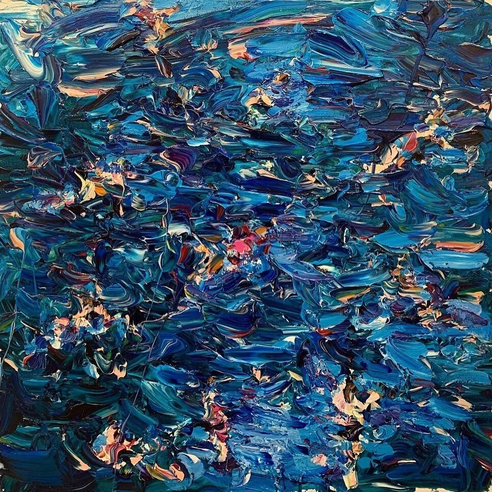Chrissy Angliker, Ocean Swim II, 2020, 76x76x2cm, Acrylik on Canvas