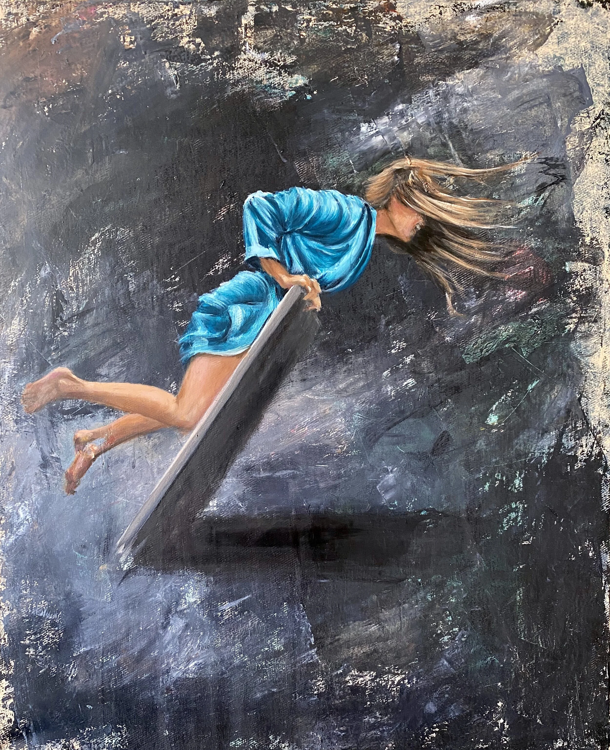 Kerstin Dzewior, Überwinden, 2021, Öl auf Leinwand, 69 x 50 cm